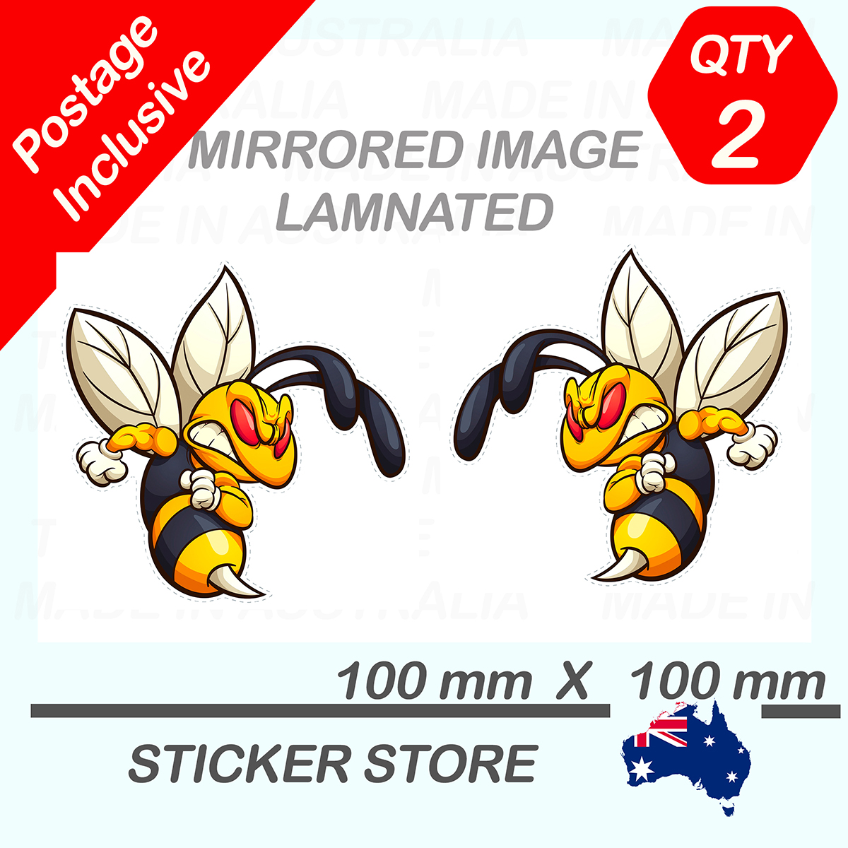ANGRY HORNET 4x4 funny DECAL STICKER STANDARDS or (LAMINATED) Size: 100x100 mm | ANGRY_HORNET_listing.jpg