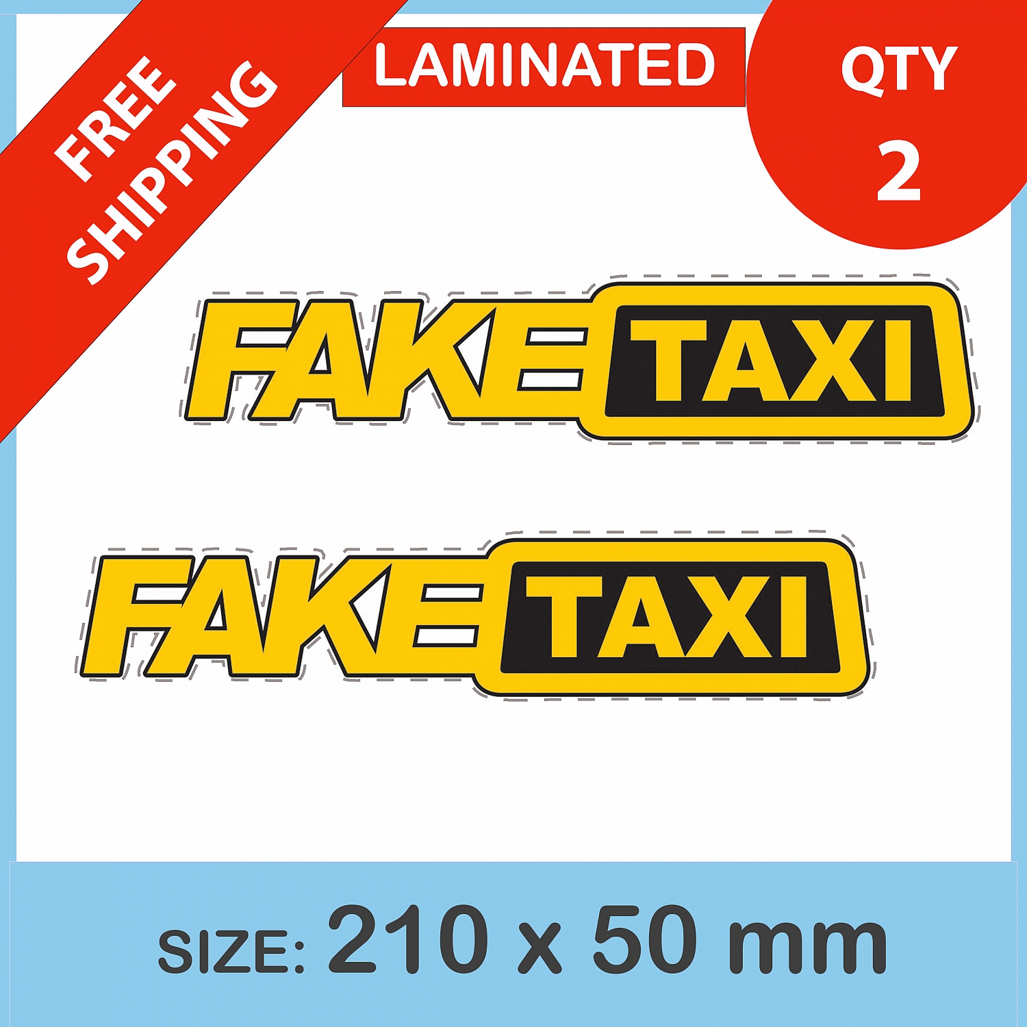 FAKE TAXI , QTY 2, DECAL STICKER (LAMINATED) Die Cut for Car ,Ute, Caravan | FAKE_TAXI_v4.jpg