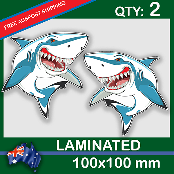Shark, QTY 2, DECAL STICKER (LAMINATED) Die Cut for Car ,Ute, Caravan, 4x4 | Shark.jpg