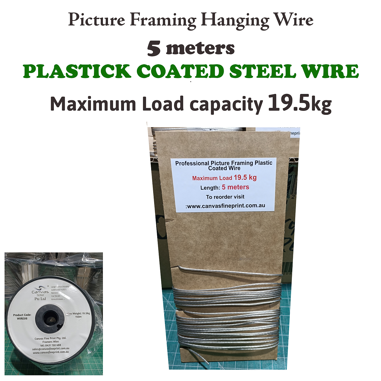 Picture Framing Hanging Plastic Coated Steel Wire 5m, Weight Load 19kg | 5_meters_19.jpg